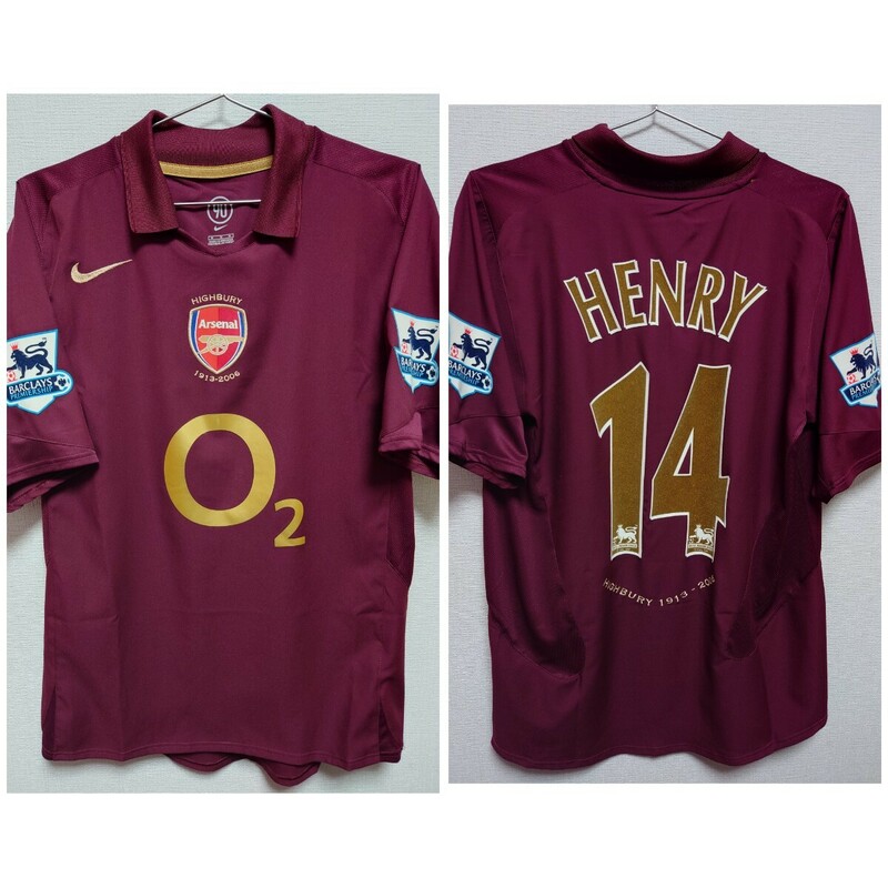 正規品　NIKE 2005〜06 Arsenal　アーセナル ラストハイバリー　アンリ HENRY ネームナンバーフロッキー　パッチ付き