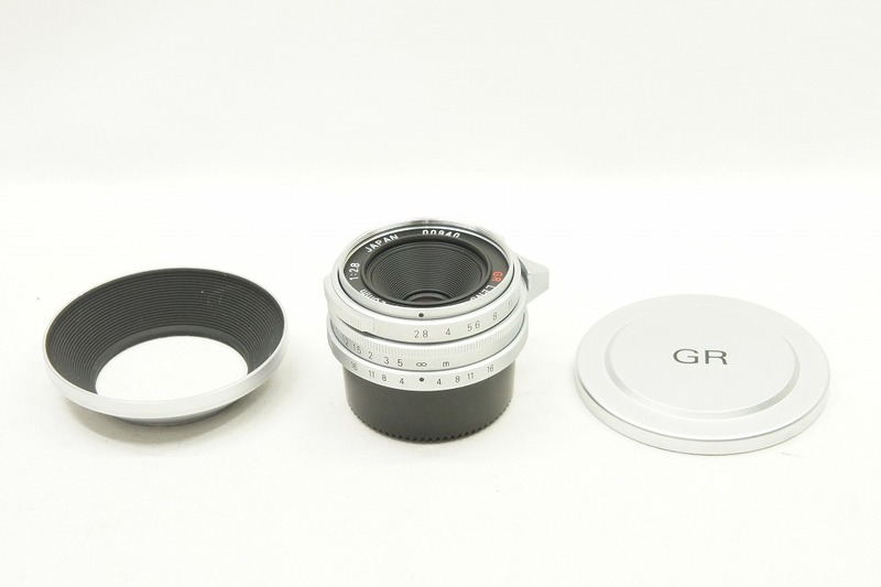 【適格請求書発行】美品 RICOH リコー GR 28mm F2.8 for Leica ライカ L39 Screw mount 純正メタルフード付【アルプスカメラ】240503a