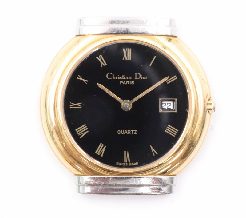 【ト長】Christian Dior クリスチャンディオール ブラック文字盤 ゴールド デイト 35 15 01 レディース 腕時計 クオーツ CE783IOB46