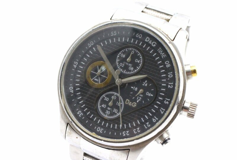 【ト石】 D&G ドルチェ&ガッバーナ クロノグラフ 5ATM クオーツ 腕時計 CO712EWH54