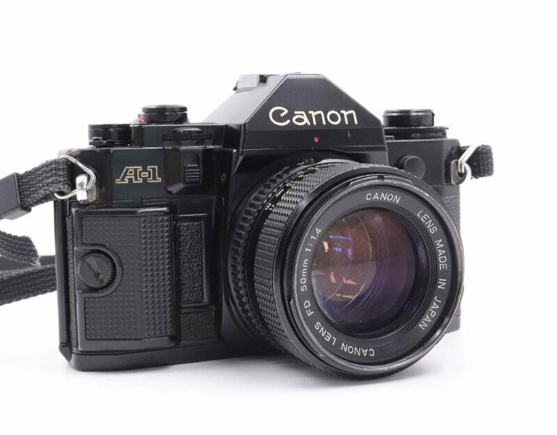 【ト長】Canon キャノン A-1 ボディ レンズ FD 50mm 1:1.4 フィルムカメラ 一眼レフカメラ ブラックボディ CA213IOB50