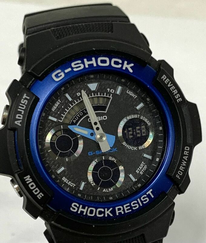 動作未確認 G-SHOCK カシオ CASIO ジーショック ブラック系 腕時計 4778 AW-591 ブラック×ブルー 系 現状品 カ15