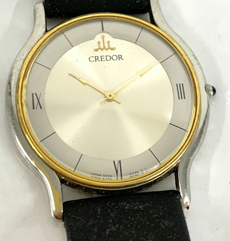 動作未確認 セイコー クレドールK18 5A74-0020 時計 箱 保証書 SEIKO CREDOR クォーツ現状品 クレドール 腕時計 カ15