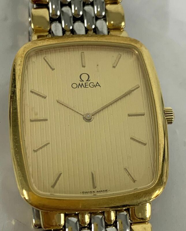 動作未確認 OMEGA オメガ デビル 腕時計 ゴールドカラー系文字盤 スクエア ヴィンテージ 現状品 カ4