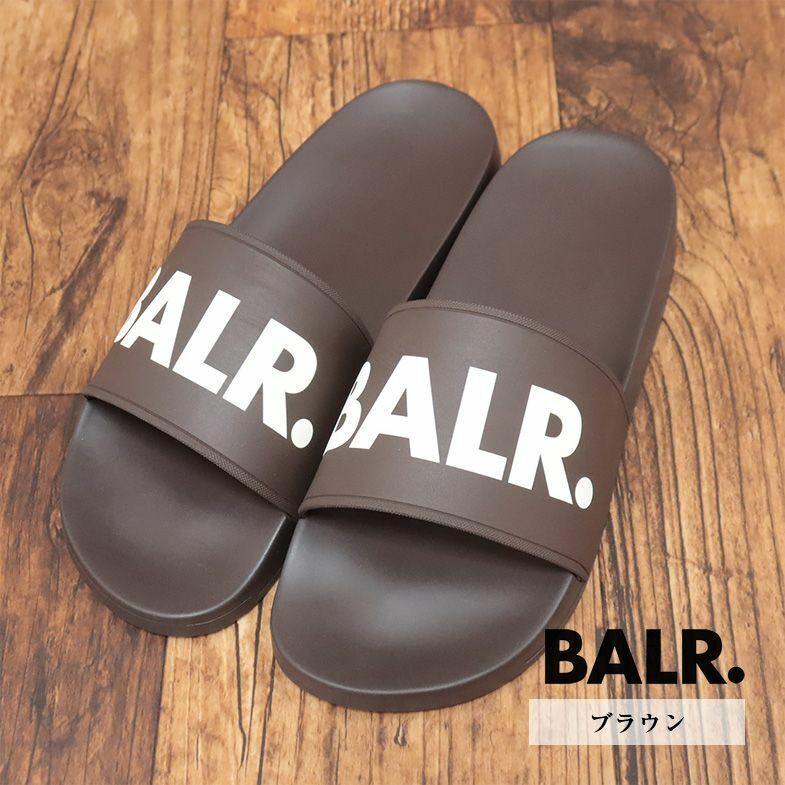 BALR./41(26-26.5cm)/シャワーサンダル B6720.1001 Classic Brand Slide ロゴ レタード サーフ スリッパ 新品/茶色/ブラウン/ib237/
