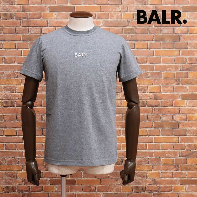 BALR./XLサイズ/Tシャツ B1003 BL Classic Straight T-shirt ロゴ プレート ジャージー伸縮 ヨーロッパ製 半袖 新品/グレー/ib247/