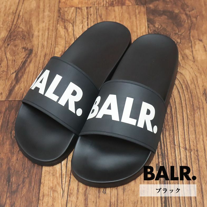 BALR./41(26-26.5cm)/シャワーサンダル B6720.1001 Classic Brand Slide ロゴ レタード サーフ スリッパ 新品/黒/ブラック/ib237/
