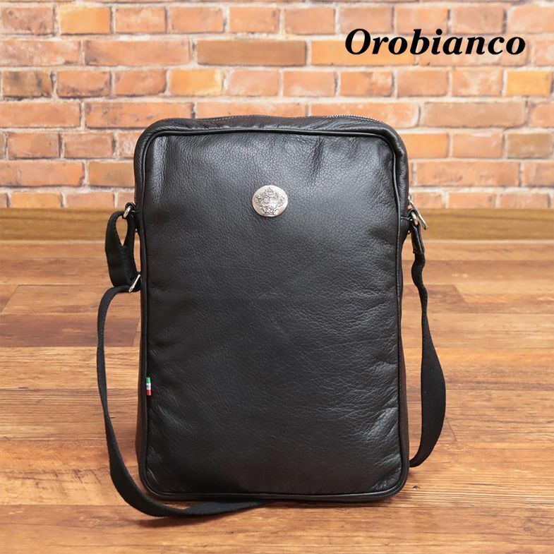 Orobianco/ショルダー バッグ RESPIRO A4 上質レザー 無地 シンプル 定番 ベーシック イタリア製 カバン 新品/黒/ブラック/ie311/