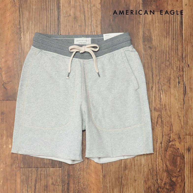 春夏/AMERICAN EAGLE/Mサイズ/イージー ハーフパンツ 4131-7286 裏起毛スウェット伸縮 無地 ダメージ加工 新品/ライトグレー/ih114/