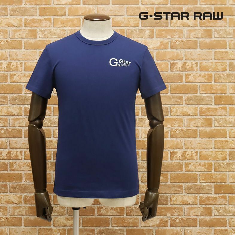 1円/G-STAR RAW/XSサイズ/Tシャツ ART＃3 R T S/S D12282.3361.1305 伸縮 ワンポイント ロゴ 半袖 新品/紺/ネイビー/ga221/