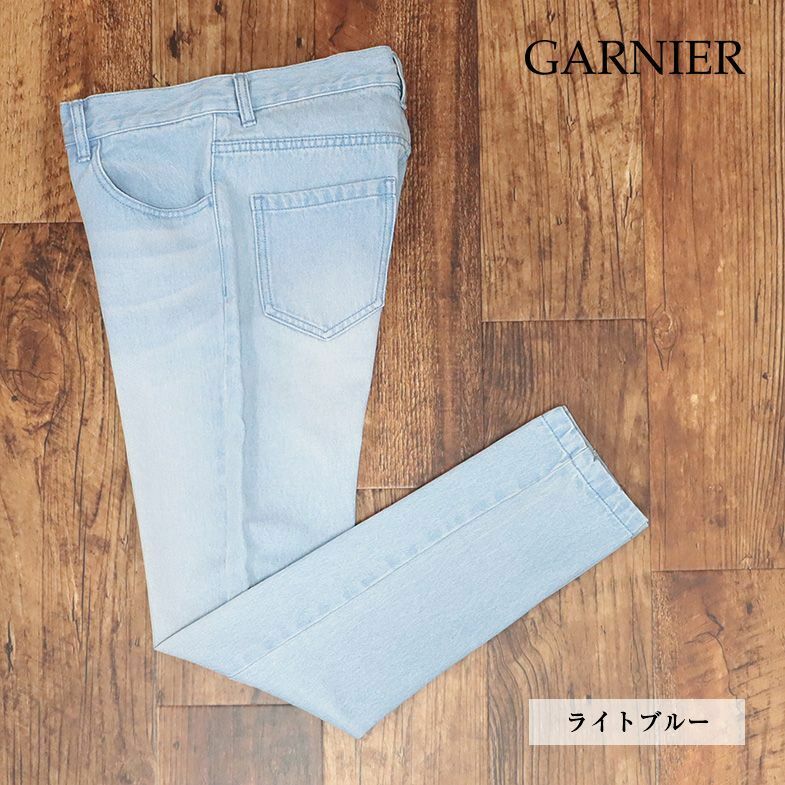 GARNIER/Mサイズ/美脚カラー デニムパンツ ハリ コシ◎ 無地 ウォッシュ加工 ジーンズ 新品/水色/ライトブルー/ig139/