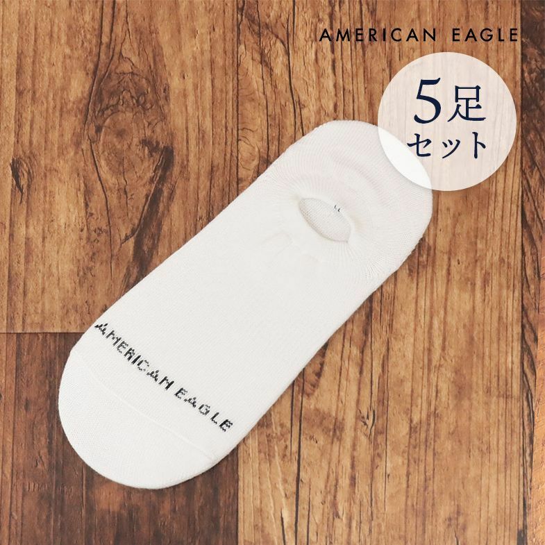AMERICAN EAGLE/M(25-27cm)サイズ/5足セット ショート ソックス 1225-2837 ロゴ スニーカーソックス 靴下 新品/白/ホワイト/ih218/