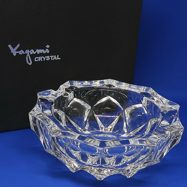 1円～ ★DKG★ 未使用 KAGAMI CRYSTAL カガミクリスタル ガラス 灰皿 小物置き カガミ クリスタルガラス アッシュトレイ 小物入れ 箱付き