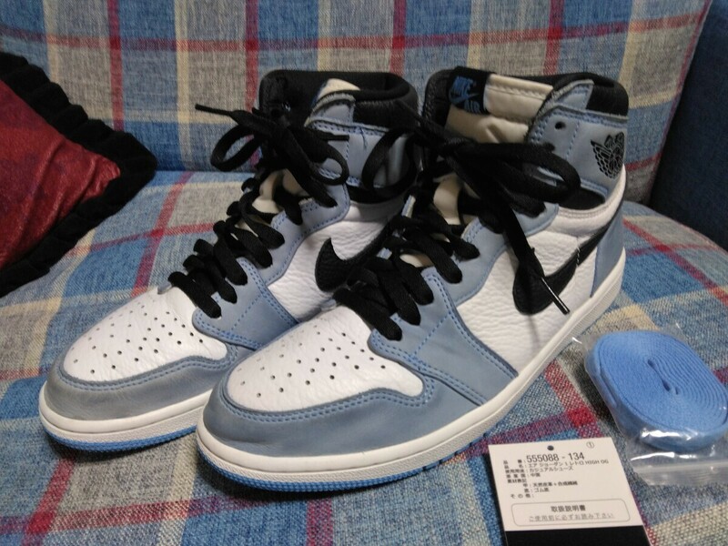 エア ジョーダン1 NIKE AIR JORDAN 1 RETRO HIGH OG ユニバーシティブルー青 UNIVERSITY BLUE US9 27cm 黒タグ 国内正規品 555088-134