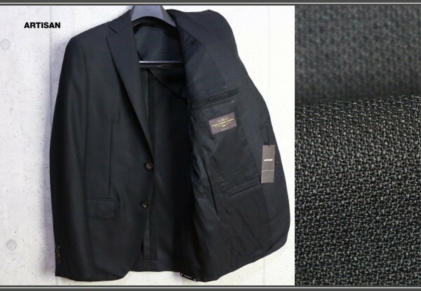 新品アルチザン 春夏 日本製 イタリア製 カノニコ ホップサック ジャケットM黒 定価9.2万円/ARTISAN MEN