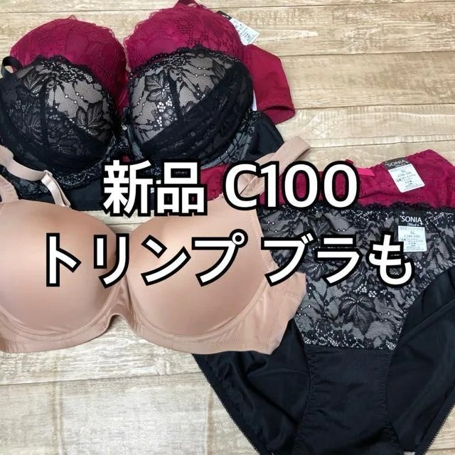 新品☆C100♪レースきれいブラ&ショーツ＋トリンプブラ☆a323