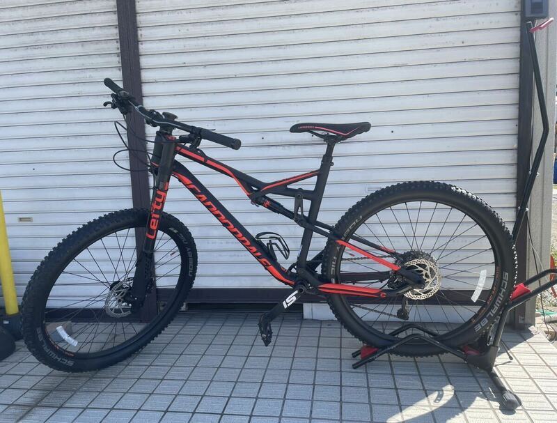 ■極美品 キャノンデール CANNONDALE HABIT CARBON 3 LEFTY カーボン マウンテンバイク ブラック×レッド スタンド付き 直接引取or家財便