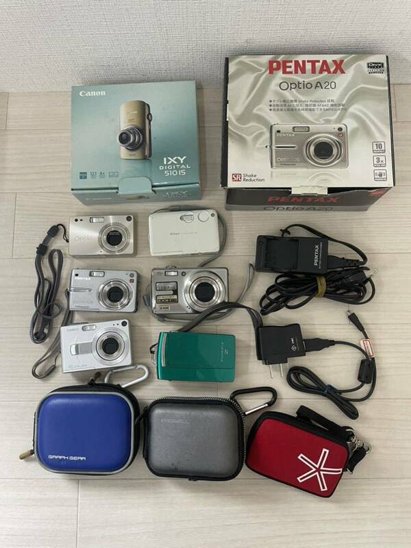 ■デジタルカメラ 8台まとめて Canon/PENTAX/CASIO/Nikon/FUJIFILM/FINEPIX ジャンク 箱 ケース付き含む