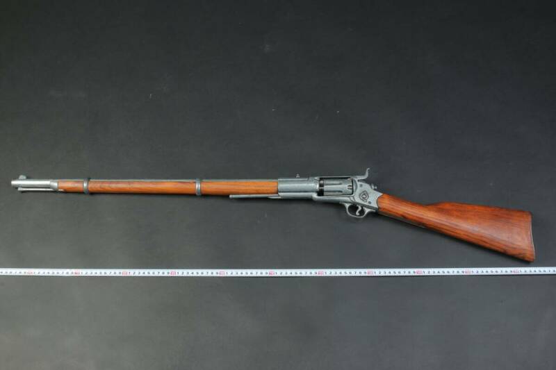 5936 不明 観賞用 コルト M1855 簡易動作確認OK 金属 リボルビングライフル ライフル リボルバー 模造銃 モデルガン 2.6kg