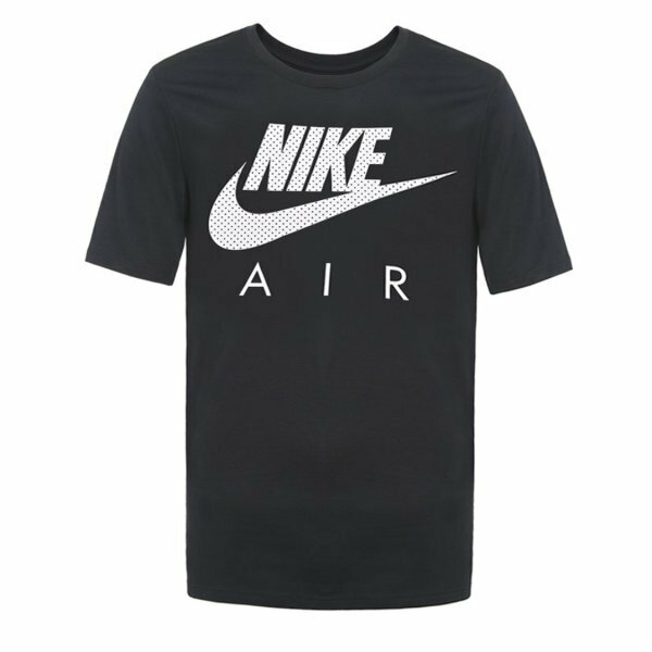 E315 NIKE ナイキ AIR HERITAGE TEE パンチング スウッシュ Tシャツ カットソー スポーツ ビッグ ロゴ プリント メンズ ブラック S