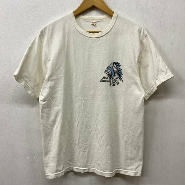 E452 THE FLAT HEAD フラットヘッド 半袖 Tシャツ 40 ホワイト フロント バック 両面 プリント インディアン クルーネック アメカジ