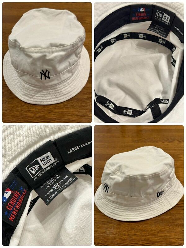 本物 名作 NEW ERA ニューエラ NY ニューヨークヤンキース バケットハット 帽子 ホワイト L/XL