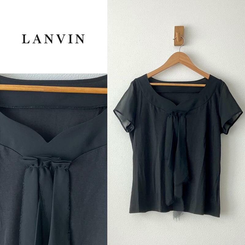 LANVIN ランバン 黒 デザインチュニック 40サイズ Lサイズ Tシャツ