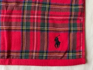 新品★ラルフローレン★ウォッシュタオル★赤チェック★紺マーク★ガーゼ地×パイル地★ハンドタオル★RALPH LAUREN