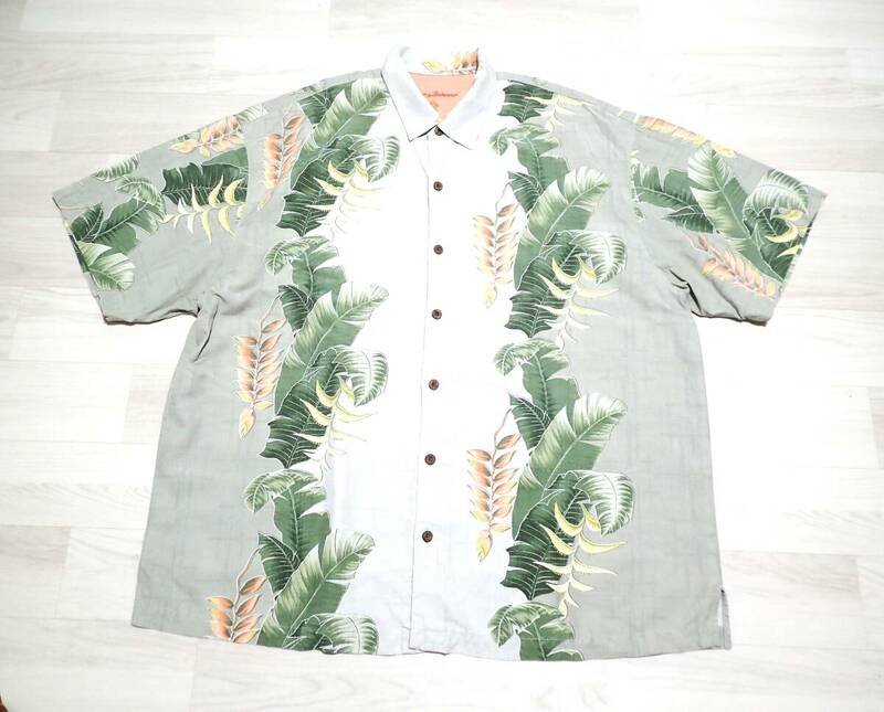 ☆Tommy Bahama　☆トミーバハマ　☆シルク100％　☆ボタニカル柄　☆アロハシャツ　☆ココナッツボタン　☆キングサイズ　☆XXL