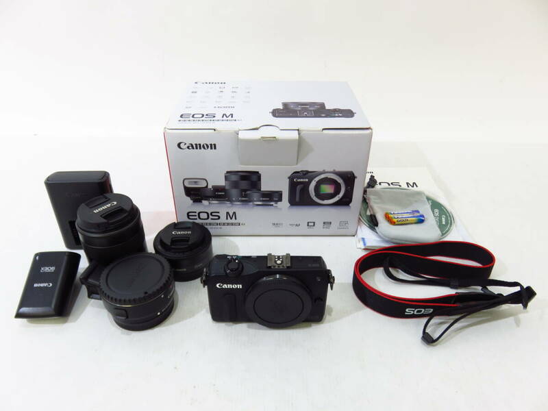 s3332k [送料950円]【ジャンク】 Canon EOS M ダブルレンズキット ブラック ミラーレス一眼カメラ キヤノン [099-000100]