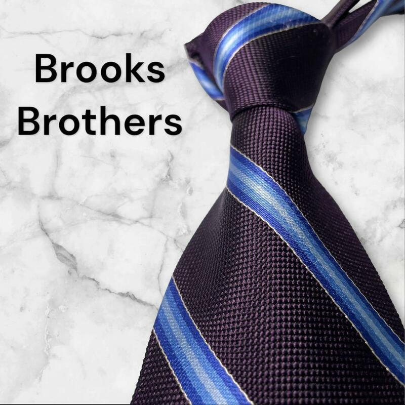 769.Brooks Brothers ネクタイ　ストライプ　シルク ネイビー