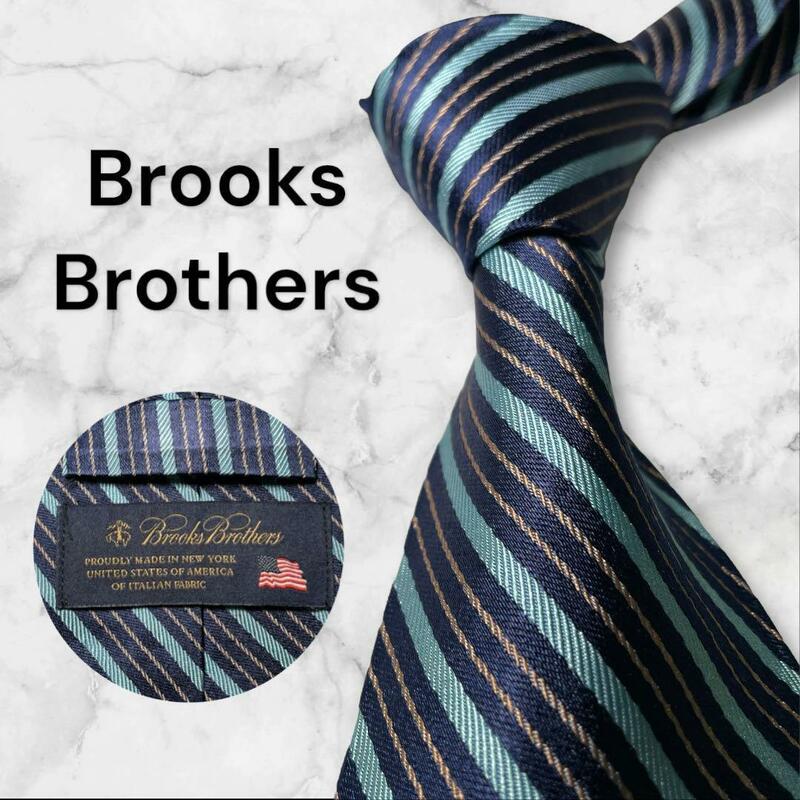 768.Brooks Brothers ブルックスブラザーズ　ネクタイ　ストライプ　アメリカ　ネイビー