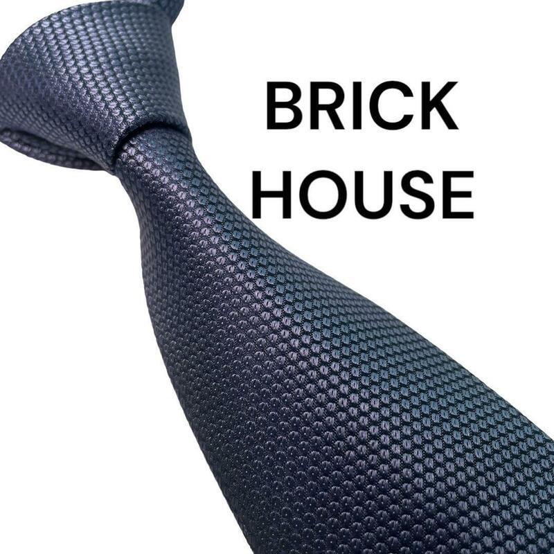 696美品　BRICK HOUSE ブリックハウス　ネクタイ　ソリッド　ドット　水色　肉厚