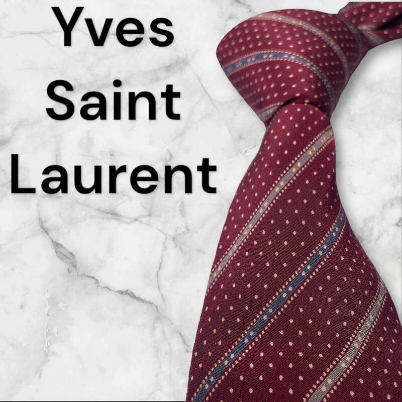 708美品　Yves Saint Laurent イブサンローラン　イヴ・サンローラン　ネクタイ　ストライプ　ドット
