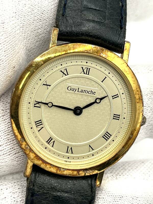【電池切れ】Guy Laroche｜ギ・ラロッシュ　クォーツ腕時計　ゴールド文字盤　ユニセックス　136.11　 