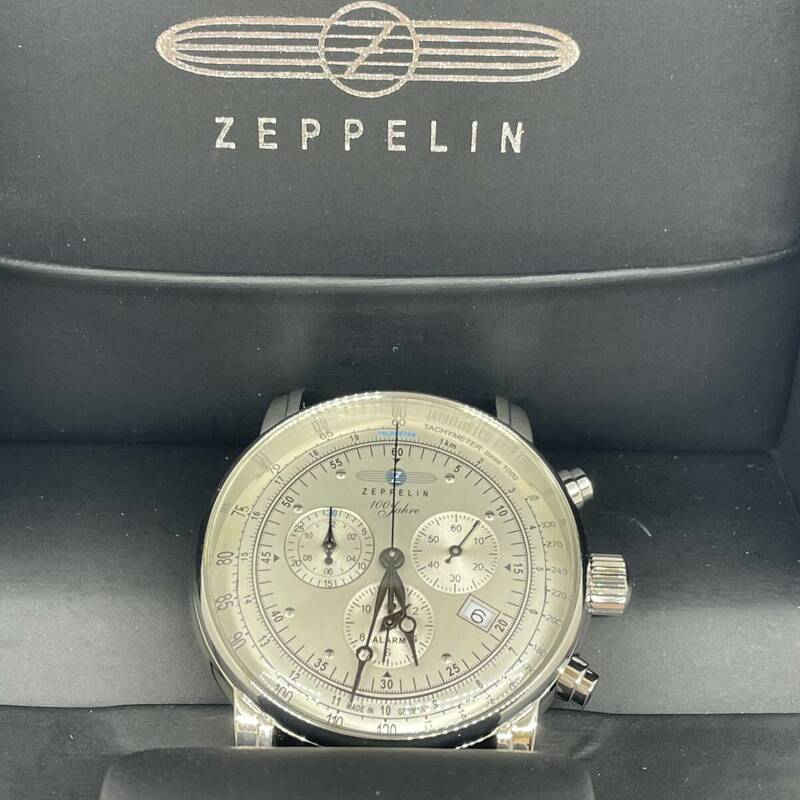 ツェッペリン ZEPPELIN 腕時計 100周年記念モデル 7680-1N-WENA クォーツ クロノグラフ ケースのみ 本体のみ ベルト無し 箱有り・稼動品