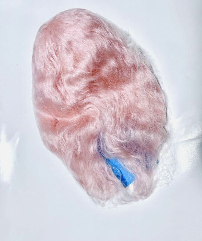 最終値下げ 11〜12インチ モヘア ウィッグ ロングウェーブ ピンク ウェフティング ビスクドール 球体関節人形 創作人形 制作などに 天然毛 