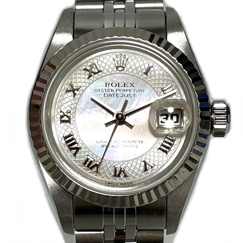 ロレックス【ROLEX】 デイトジャスト 69174NRD U番 ステンレス SS 自動巻き レディース腕時計 ピンクシェル文字盤　USED:AB 【かんてい局