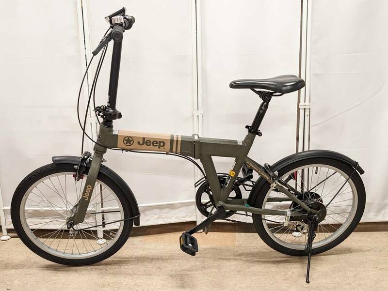 ジープ JEEP JE-206G 折りたたみ自転車 2022年製 20インチ 6段変速 オリーブグリーン
