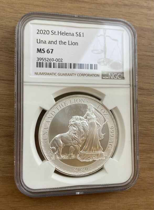 NGC鑑定MS67 ウナとライオン イギリス領セントヘレナ造幣局 2020年 1オンス銀貨 シルバーコイン BU版 Una Lion