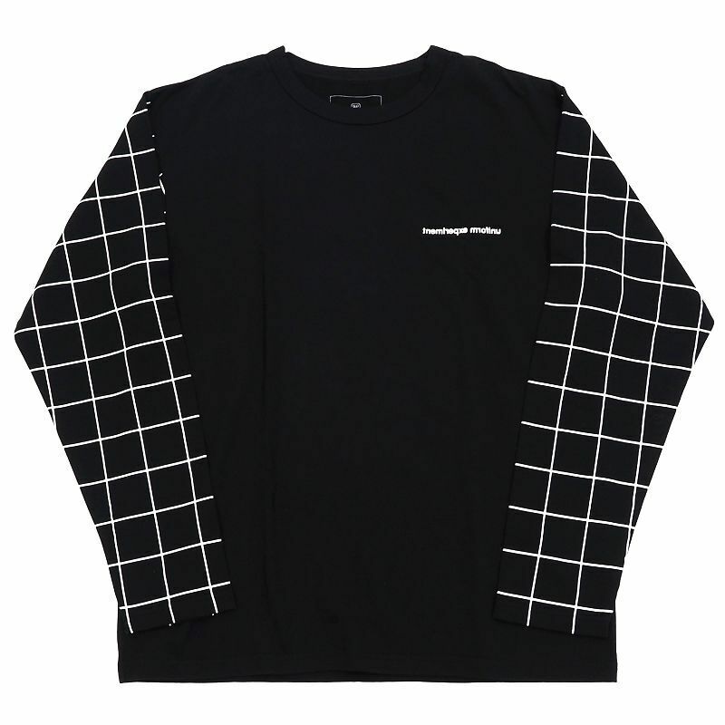 E0536S 新品 uniform experiment/ L/S GRAPH CHECK CUT&SEWN カットソー【サイズ：1】ブラック Tシャツ ユニフォーム エクスペリメント