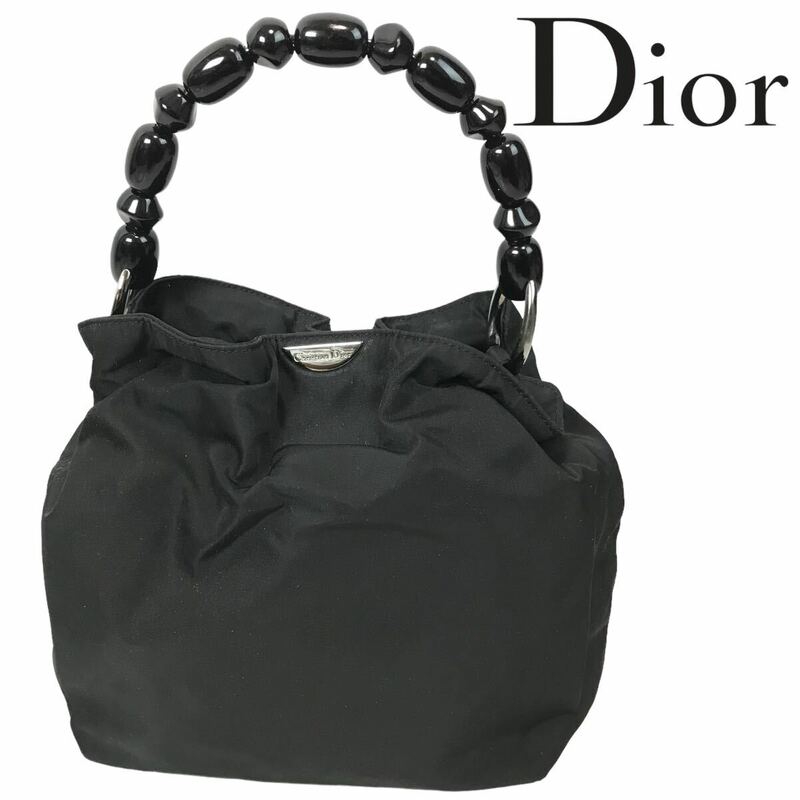 k55 Christian Dior ディオール ハンドバッグ トートバッグ ワンショルダー 黒 ナイロン パーティバッグ フォーマル ヴィンテージ 正規品