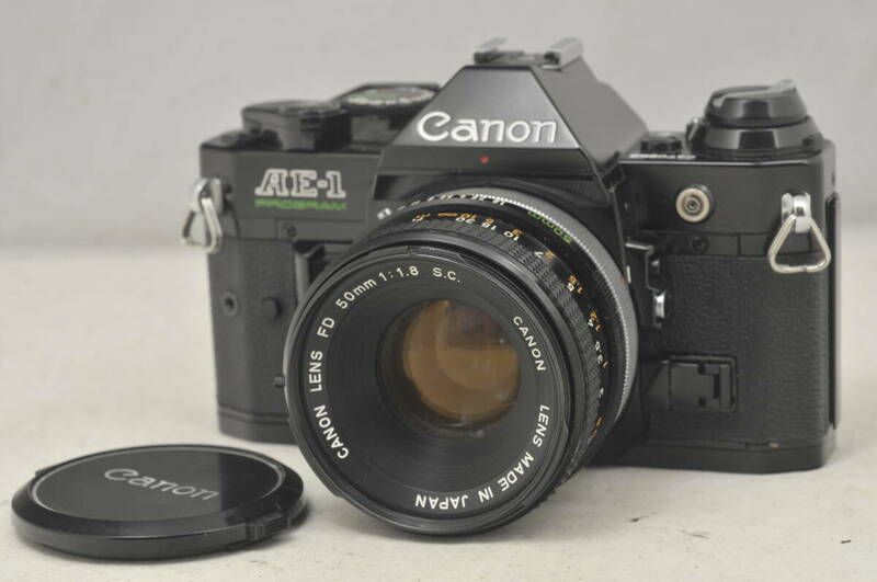Canon AE-1 Program キヤノン ブラック 35mm フィルム 一眼レフ カメラ FD 50mm 1:1.8 S.C. ★ 動作未確認 ★ 希少 ★ 人気 ★