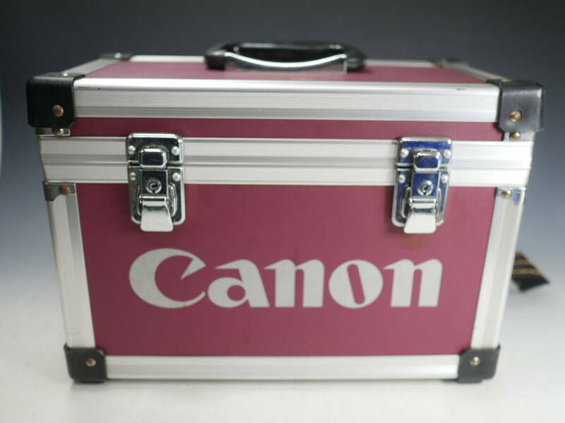 ◆Canon アルミ カメラケース ハードケース レッド×シルバー 鍵付 USED品 キヤノン