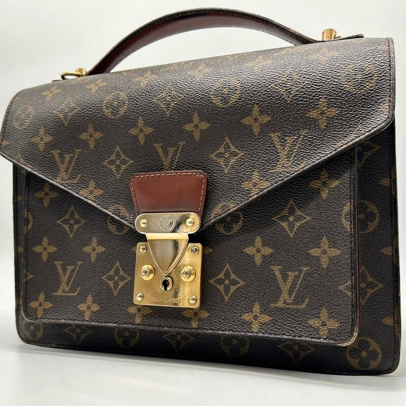 【美品】 ルイヴィトン LOUIS VUITTON ハンドバッグ ブリーフケース モンソー モノグラム PVC レザー レディース メンズ M51185 鞄 本革