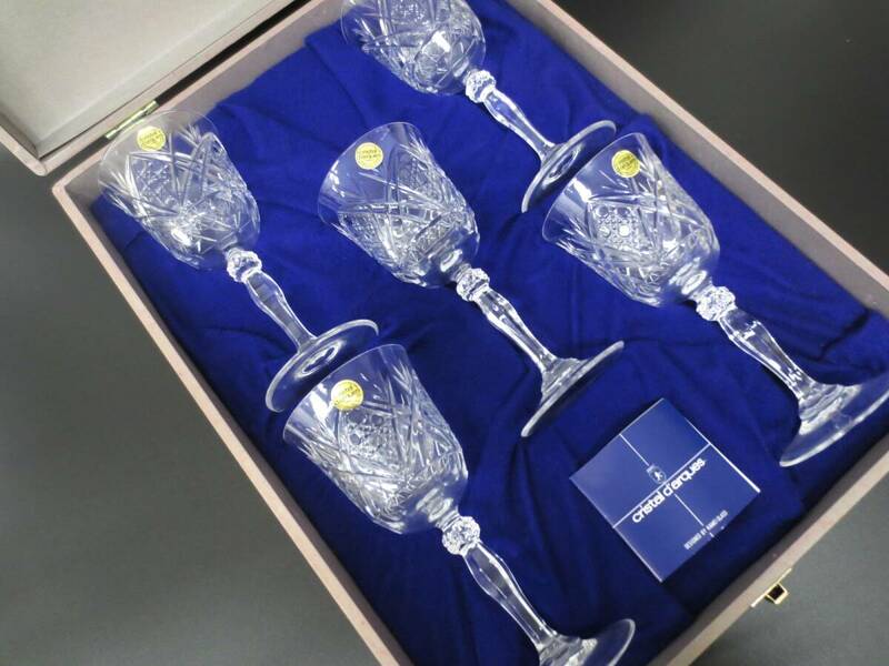 【5-194】 フランス製 Cristal D'Arques クリスタルダルク ワイングラス 5客セット 