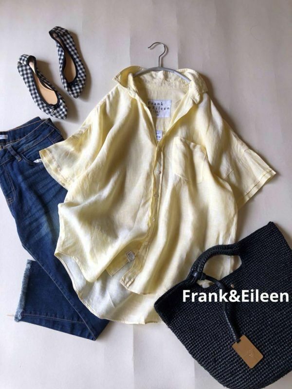 フランクアンドアイリーン ローズ Frank&Eileen Roseの 上質リネン麻100%大人可愛いきれい色ゆったりスキッパーシャツ♪