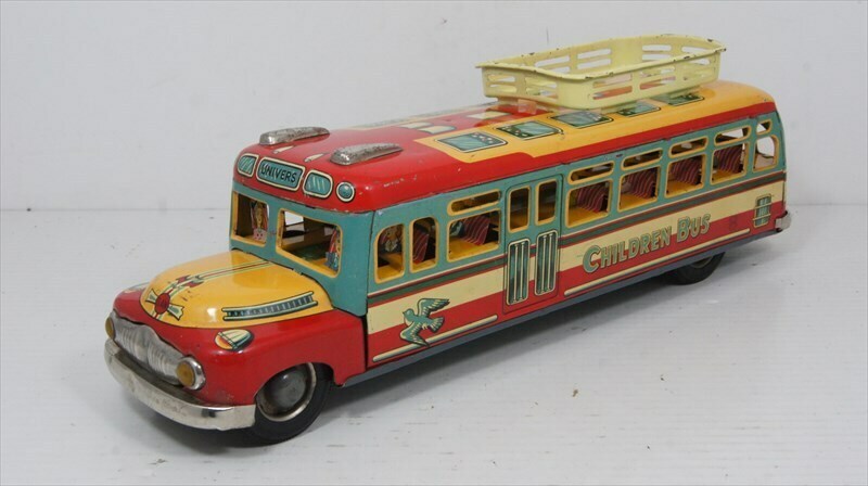 [珍品]マルサン CHILDREN BUS UNIVERS ブリキ フリクション ボンネットバス 1950年代 当時物 バス ビンテージ 雑貨