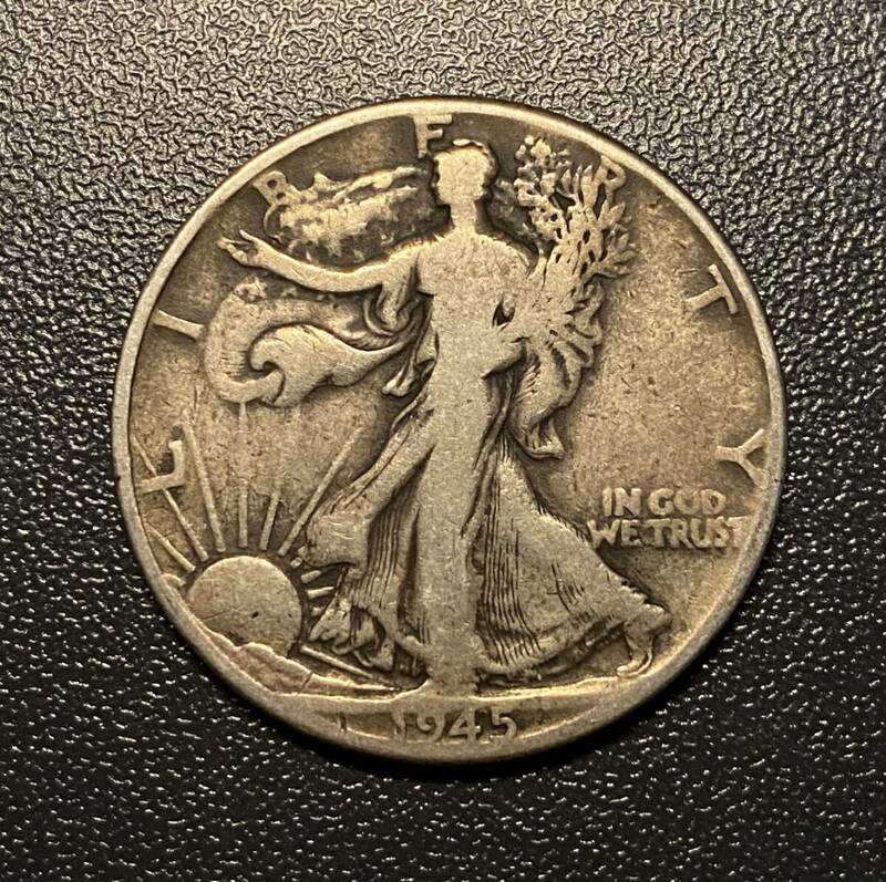 1945年アメリカハーフドラー銀貨　コイン　硬貨　古銭　美品　レア
