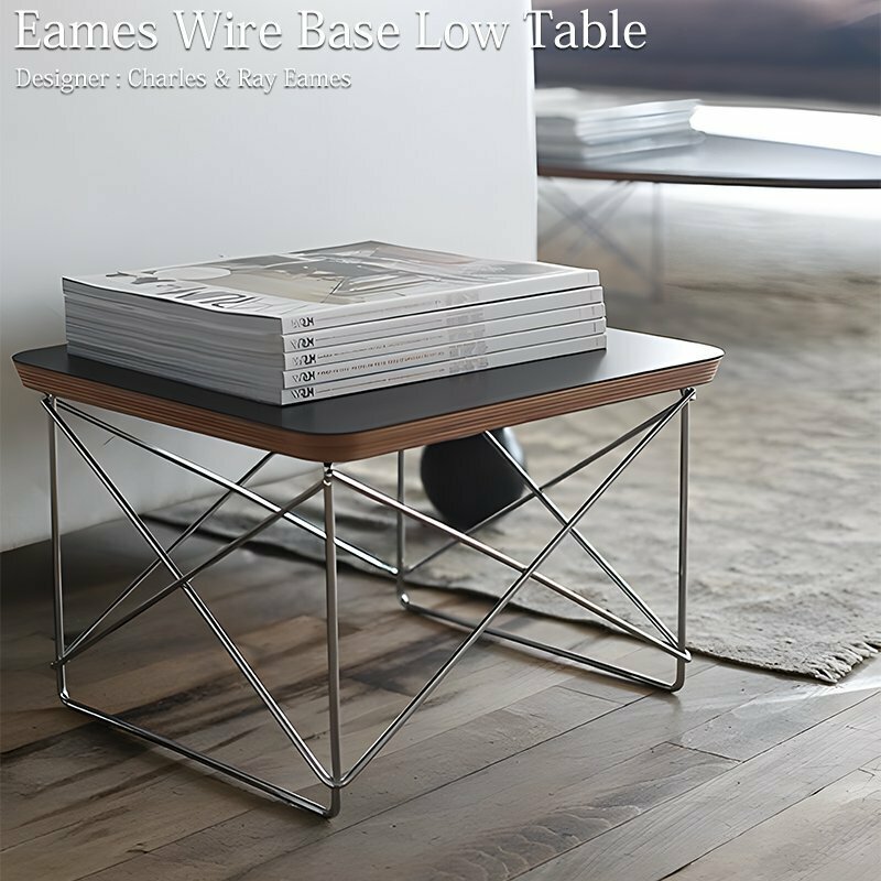 イームズ ワイヤーベース ローテーブル Eames Wire Base Low Table LTRT テーブル ローテーブル ミニ ウォールナット 北欧 40cm SD-35BK
